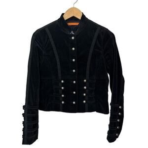 By Deep Los‎ Angeles Black Velour Steampunk Goth Jacket Size L Military Unisex